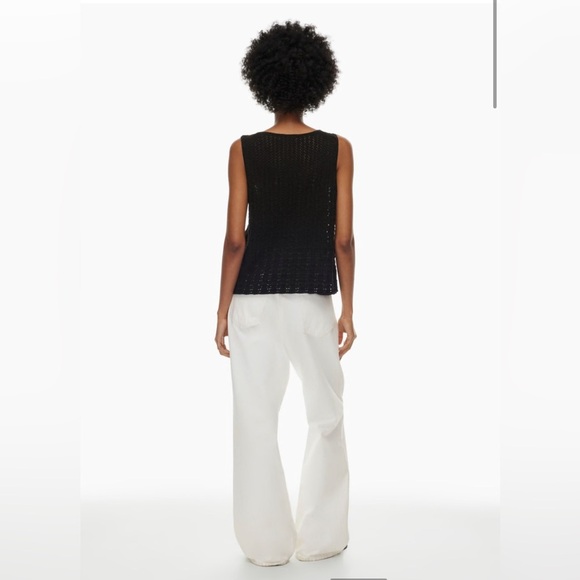 NWT Aritzia Wilfred Philippa Top Size Small Black Pointelle-knit top - Picture 4 of 14